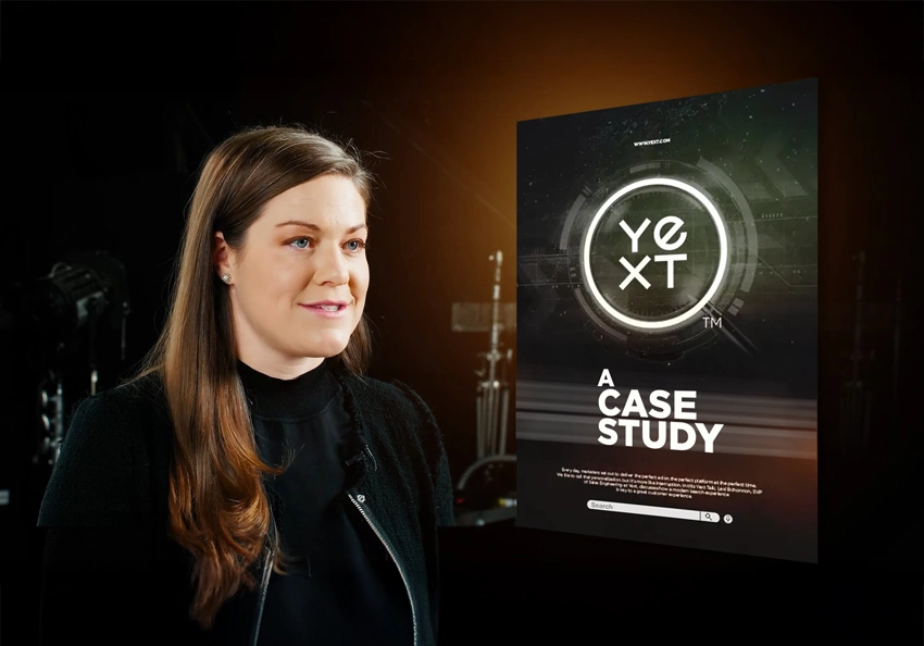 Behind the scenes of the Yext executive studio video production.